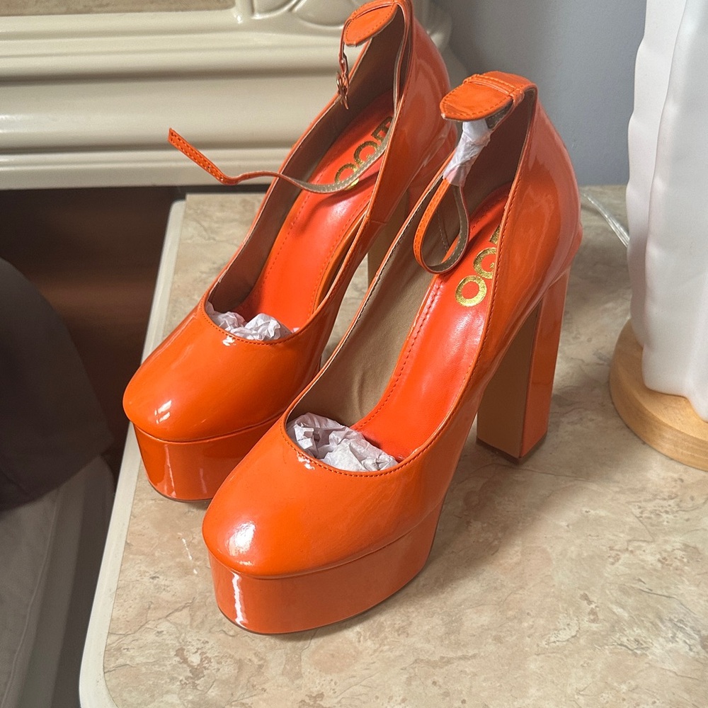 EGO Orange Platform Heels
